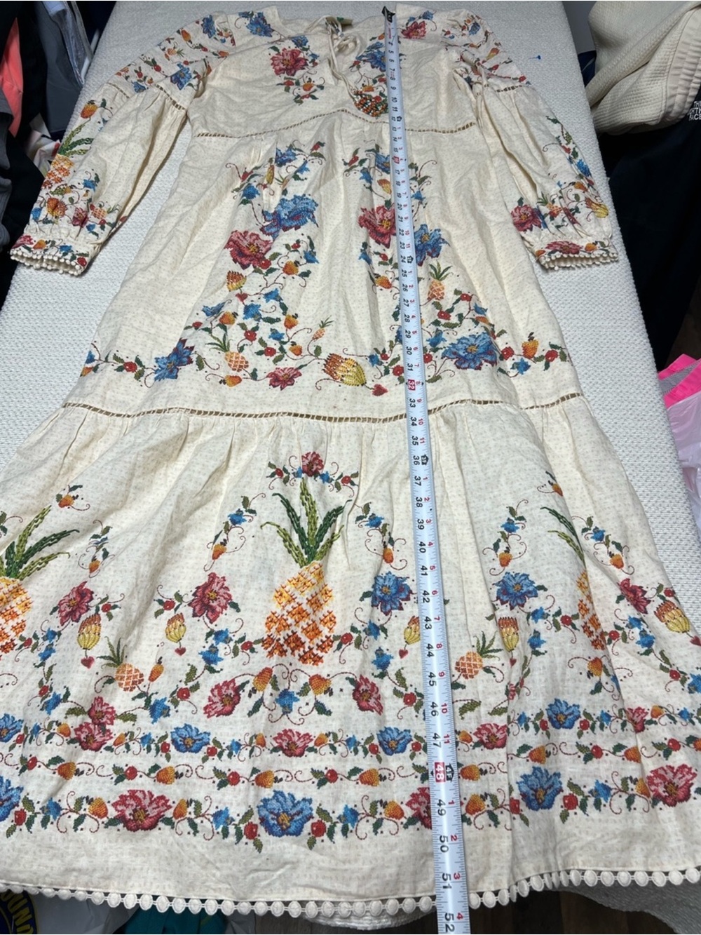 EUC Farm Rio Embroidered Fruit Maxi Dress In Multi - Picture 6 of 6